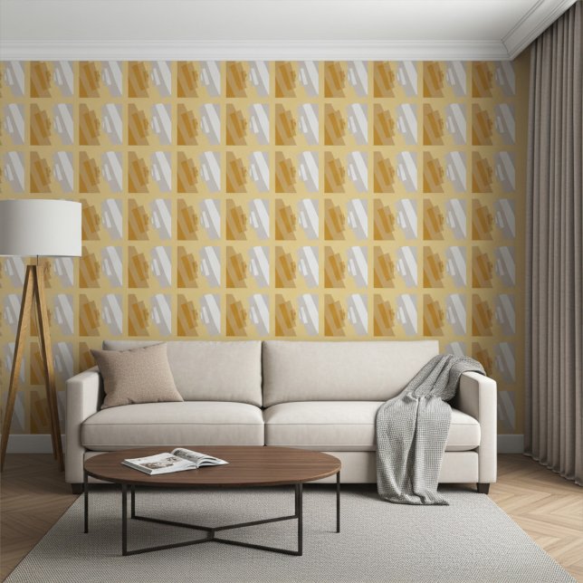 Abstracte geometrische kunst zilvergoud grijs Tege Behang (Creator heeft geüpload)