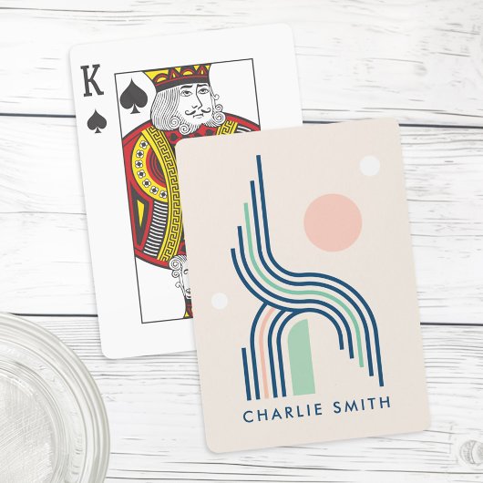 Abstracte geometrische kunstlijncirkels herstellen pokerkaarten