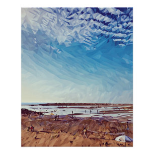 Abstracte geometrische kustscène perfect poster