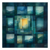 Abstracte geometrische landschapskunst - blauw en  perfect poster (Voorkant)