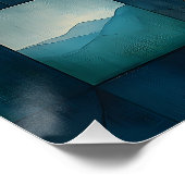 Abstracte geometrische landschapskunst - blauw en  perfect poster (Hoek)