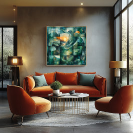 Abstracte geometrische landschapskunst - groen en perfect poster