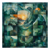 Abstracte geometrische landschapskunst - groen en perfect poster (Voorkant)