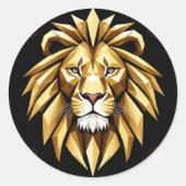 Abstracte geometrische leeuwenkunst met intense go ronde sticker (Voorkant)