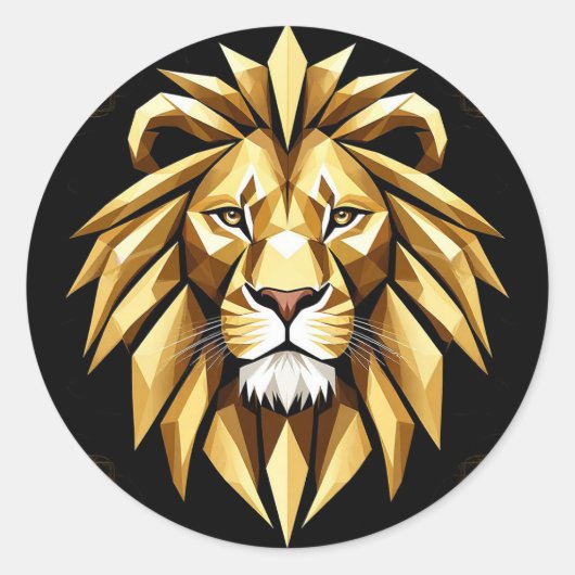 Abstracte geometrische leeuwenkunst met intense go ronde sticker (Voorkant)