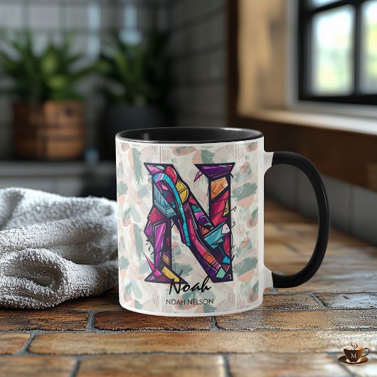 Abstracte geometrische letter N moderne kunst Mok