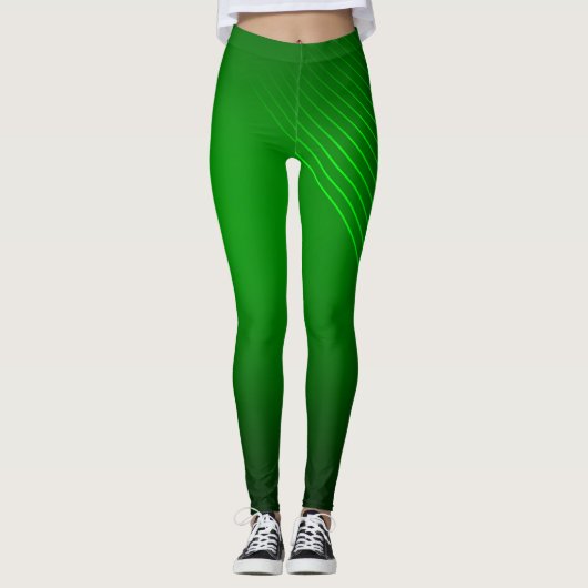 Abstracte geometrische lijnen op Deep Green Leggings (Voorkant)
