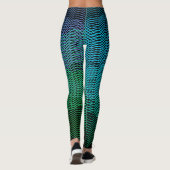 Abstracte geometrische lijnen verloop blauw op zwa leggings (Achterkant)