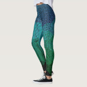 Abstracte geometrische lijnen verloop blauw op zwa leggings (Links)