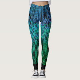 Abstracte geometrische lijnen verloop blauw op zwa leggings