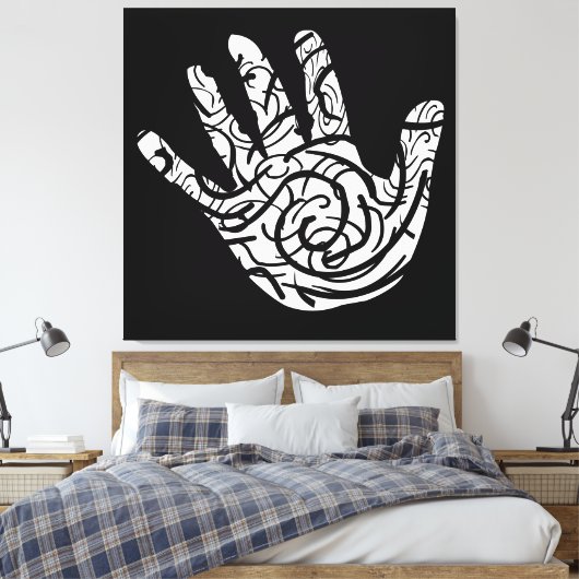 Abstracte geometrische lijnkunst canvas afdruk (Insitu (Slaapkamer))