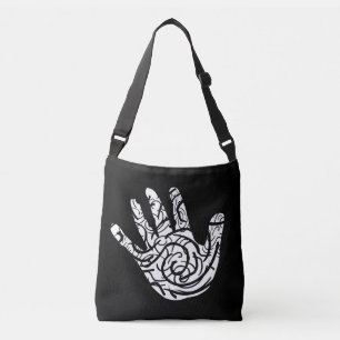 abstracte geometrische lijnkunst crossbody tas