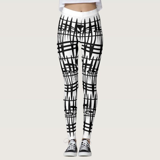 Abstracte geometrische lijnkunst leggings (Voorkant)