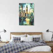 Abstracte geometrische Londense skyline met Big Be Canvas Afdruk (Insitu (Slaapkamer))