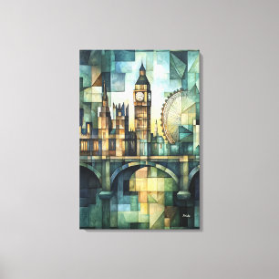 Abstracte geometrische Londense skyline met Big Be Canvas Afdruk