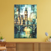 Abstracte geometrische Londense skyline met Big Be Canvas Afdruk (Insitu (Woonkamer))