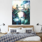 Abstracte geometrische Londense skyline met Tower Canvas Afdruk (Insitu (Slaapkamer))