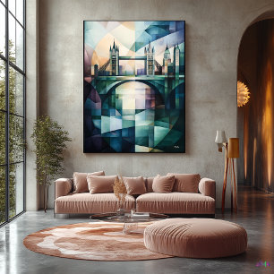 Abstracte geometrische Londense skyline met Tower  Canvas Afdruk