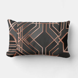 Abstracte geometrische lumbar Pillow, zwart/goudma Kussen
