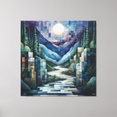 Abstracte geometrische maanverlichte vallei met ri canvas afdruk (Voorkant)