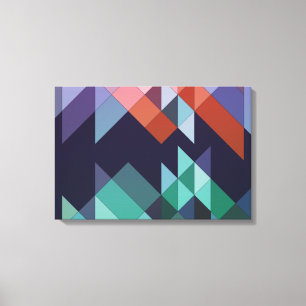 Abstracte Geometrische marine Blue Green Brown Ele Canvas Afdruk