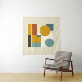 Abstracte geometrische mid-century modern wandkleed (In Situ (horizontaal))