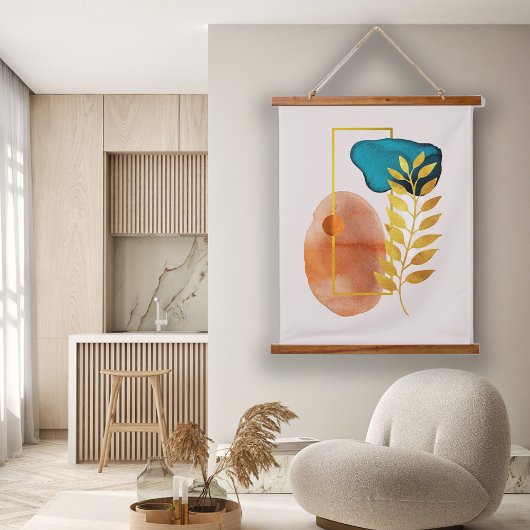 Abstracte geometrische mid-century moderne minimal hangend wandkleed