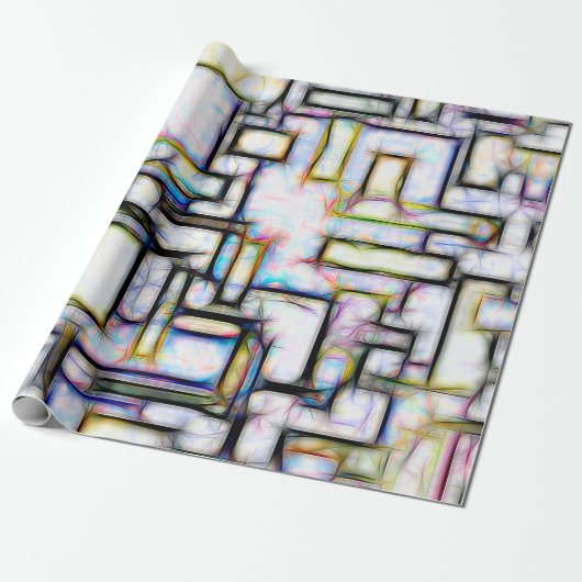 Abstracte geometrische moderne kleurrijke Waterver Cadeaupapier (Uitgerold)