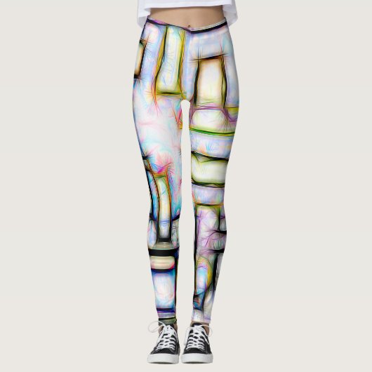 Abstracte geometrische moderne kleurrijke Waterver Leggings (Voorkant)