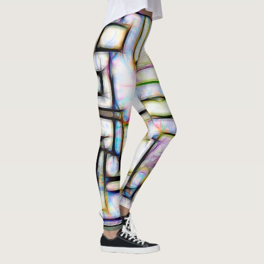 Abstracte geometrische moderne kleurrijke Waterver Leggings (Rechts)