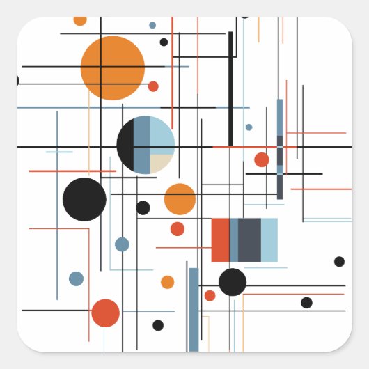 Abstracte Geometrische Moderne Minimalistische Lij Vierkante Sticker (Voorkant)