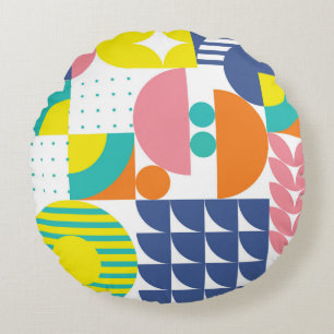Abstracte geometrische, moderne  vormen. rond kussen