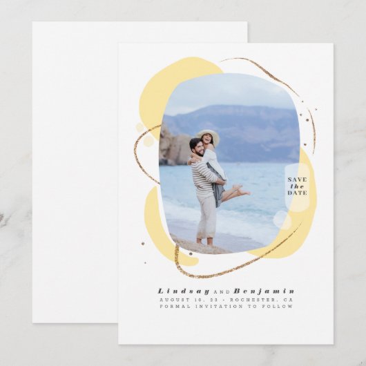 Abstracte geometrische moderner sparen de Datum Fo Save The Date (Voorkant / Achterkant)