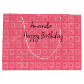 abstracte geometrische modieuze sixties roze groot cadeauzakje (Achterkant)