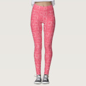 abstracte geometrische modieuze sixties roze leggings (Voorkant)