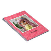 abstracte geometrische modieuze sixties roze notitieboek (Rechterzijde)