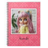 abstracte geometrische modieuze sixties roze notitieboek (Voorkant)