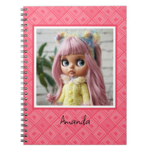 abstracte geometrische modieuze sixties roze notitieboek