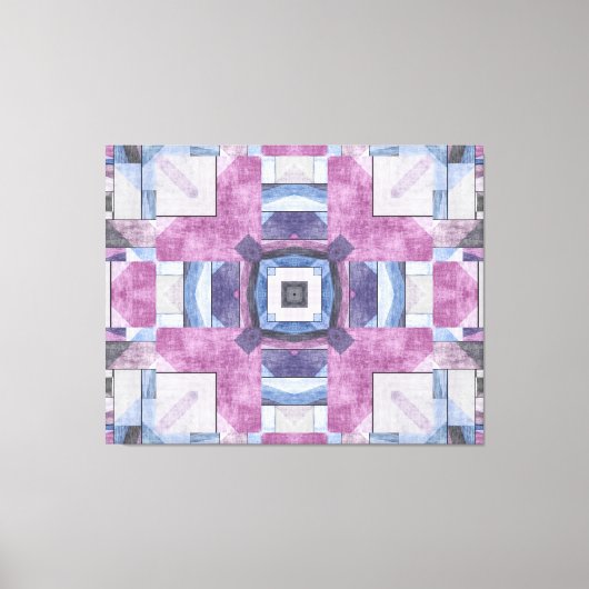 Abstracte geometrische mozaïek Paarse, blauw en gr Canvas Afdruk (Voorkant)