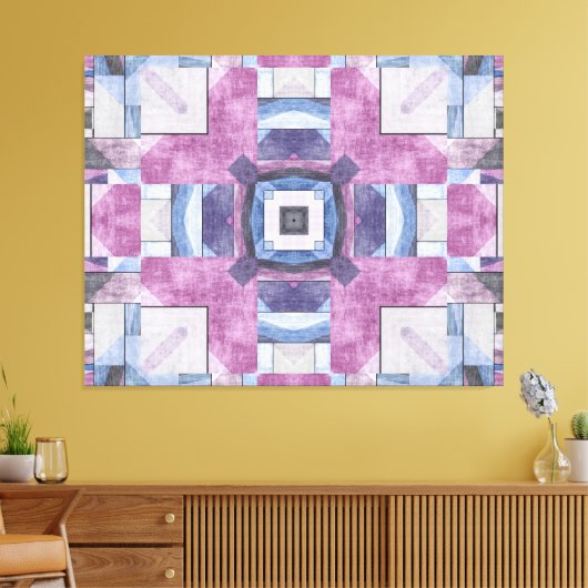 Abstracte geometrische mozaïek Paarse, blauw en gr Canvas Afdruk (Insitu (Woonkamer))