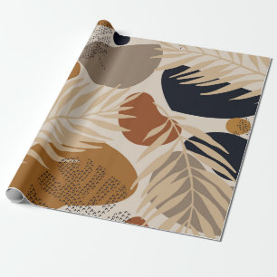 Abstracte geometrische, natuurlijke vormen in een cadeaupapier
