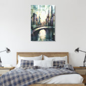 Abstracte geometrische New York Skyline Standbeeld Canvas Afdruk (Insitu (Slaapkamer))