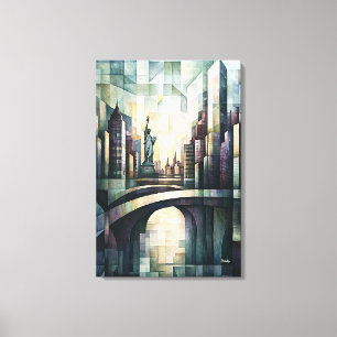 Abstracte geometrische New York Skyline Standbeeld Canvas Afdruk