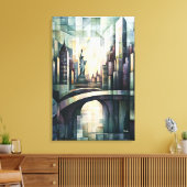 Abstracte geometrische New York Skyline Standbeeld Canvas Afdruk (Insitu (Woonkamer))