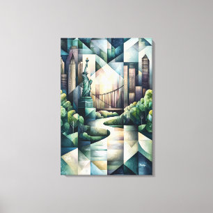 Abstracte geometrische New Yorkse skyline Standbee Canvas Afdruk