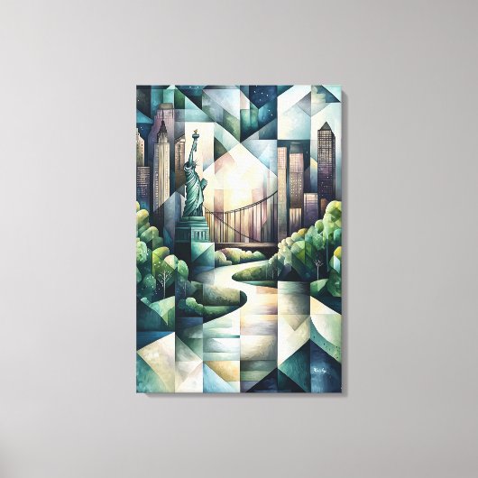Abstracte geometrische New Yorkse skyline Standbee Canvas Afdruk (Voorkant)