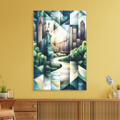 Abstracte geometrische New Yorkse skyline Standbee Canvas Afdruk (Insitu (Woonkamer))