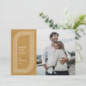Abstracte Geometrische nieuwjaarsfotokaart - Gold Aankondiging (Staand voorkant)