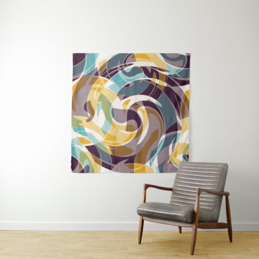 Abstracte geometrische objecten graffiti grunge ef wandkleed (In Situ (horizontaal))