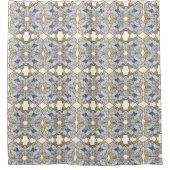 Abstracte geometrische overlap Silver en Gold Douchegordijn (Voorkant)